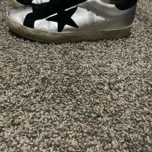 Golden Goose Silver Black Sneakers for Everyday Style